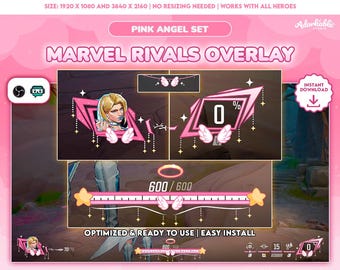 HUD Marvel Rivals Stream Overlay | Pink Angel set | Twitch | Hudsight | assets
