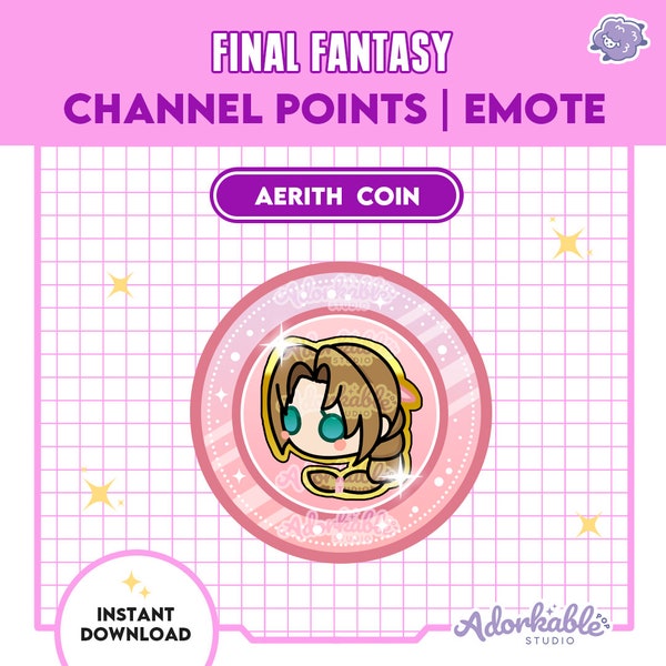 AERITH CHANNEL POINT Final Fantasy 7 | Aeris | Emote | Twitch | Youtube | Discord | Final Fantasy Twitch | Overlay