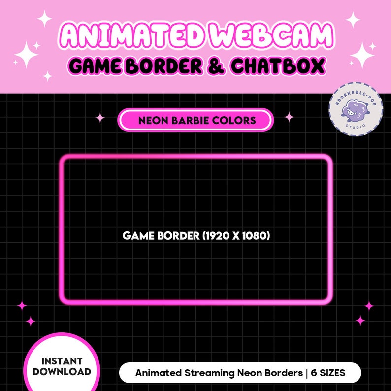 Chat Module For Html With Border Code Pink Barbie Neon Border Stream Twitch | Webcam & Chat | Frame Overlay ...