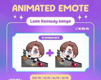 ANIMATED Emote | Leon Kennedy bongo | 4 gif sizes | Stream | Streaming | Chibi bongo cat | Resident Evil | Twitch, Discord, Kick, Youtube