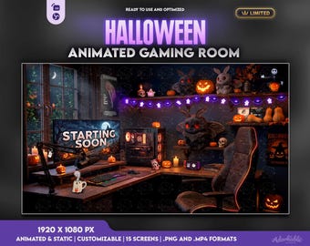 Halloween Gaming Room Overlay Mothman | Animated Screens | Setup Stream | Neon Webcam Chatbox
