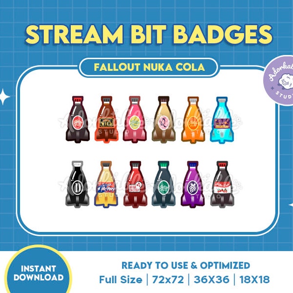 Fallout Nuka Cola Twitch Badges / Stream Bit Badge / Fallout Twitch Cheer Badges / Gaming / Videogames / Stream Design / Youtube / Overlay