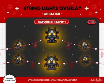Baphy String Lights | Stream Twitch Overlay Decor | Baphomet Halloween Decorations