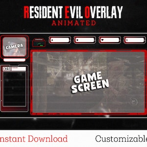 Resident Evil Stream Overlay Animated Set for Twitch / Border / Webcam / Label / Panels / Stars / Bar / Streaming