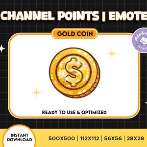 Gold Coin Channel Points for Stream | Twitch | Youtube | Discord | Channel Point | Dollar Icon | Streamer Graphics