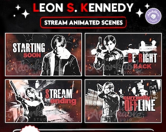Sovrapposizione per lo streaming di Leon Kennedy / Scene animate e statiche / Twitch / Kick / Youtube / Resident Evil / Risorse