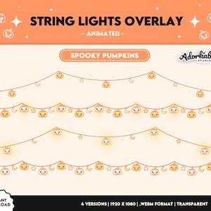 Animated Pumpkin String Light Overlay | Spooky Lights Decor | Stream Overlay | Halloween Theme | Vtuber Assets | Twitch | Kick | Youtube