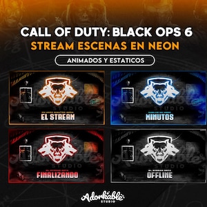 Español - Black Ops 6 Twitch Stream Escenas estilo Neon | Animadas y Estáticas | COD | Streaming | Kick | Youtube | Gaming | Overlay