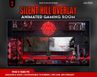 Silent Hill Overlay Gaming Room Twitch | Animated Screens | Setup Stream | Neon Borders Webcam Chatbox