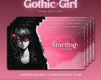 Gothic Girl Animated Screens | Anime Stream Overlay Twitch | Dark Anime | Neo Tokyo | Neon Pink