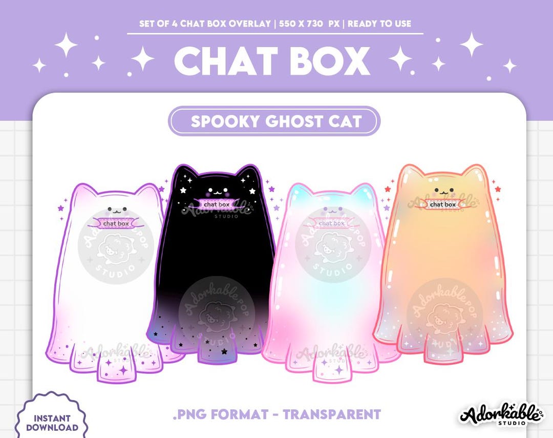 Ghost Cat Chat Box Twitch | Pastel Kawaii Stream Overlay - Etsy
