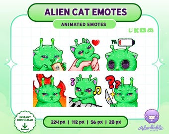 Cat Alien UFO Animated Emotes Stream | Twitch & Discord Emoji - Overlay - Halloween