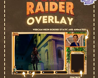 Tomb Raider OVERLAY STREAM Lara Croft | Twitch | Youtube | Webcam | Border | Chatbox | Label Bar | Streaming | Classic | Kick | Videogames