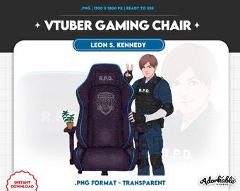 Sedia da gaming Leon Kennedy per lo streaming su Twitch / Risorse per Vtuber di Resident Evil (Download digitale)