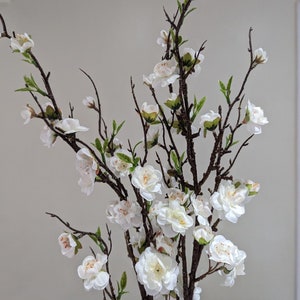 Artificial Plum Blossom With Small Bud, Fake Cherry Flower Stem, Rustic  Peach Bloom, Faux Pear Spray Branch, Chinese Home Floral Decoration 
