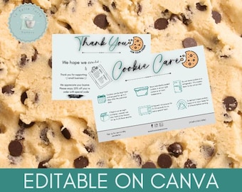 Cookie Care Instructions Editable Card