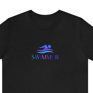 Swimmer t-shirt in black, t-shirt for swimmer, swimming t-shirt, swim t-shirt, cute swimmer t-shirt, black t-shirt with swimmer,