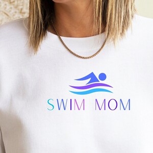 Swim mom sweatshirt, swimmer logo sweatshirt, gift for swim mom, swim mom sweatshirt with swimmer logo,