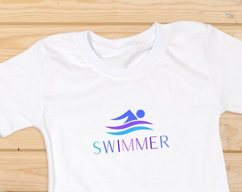Swimmer logo t-shirt in blue, swimmer t-shirt, swimming t-shirt, swim team t-shirt, swimming shirt, swimmer gift idea
