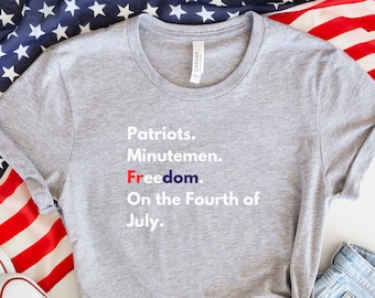 T-shirt vieren vrijheid, T-shirt Amerikaanse Revolutie, leuk T-shirt vrijheid, Fourth of July cadeau-idee, rood, wit en blauw T-shirt, T-shirt vrijheid,