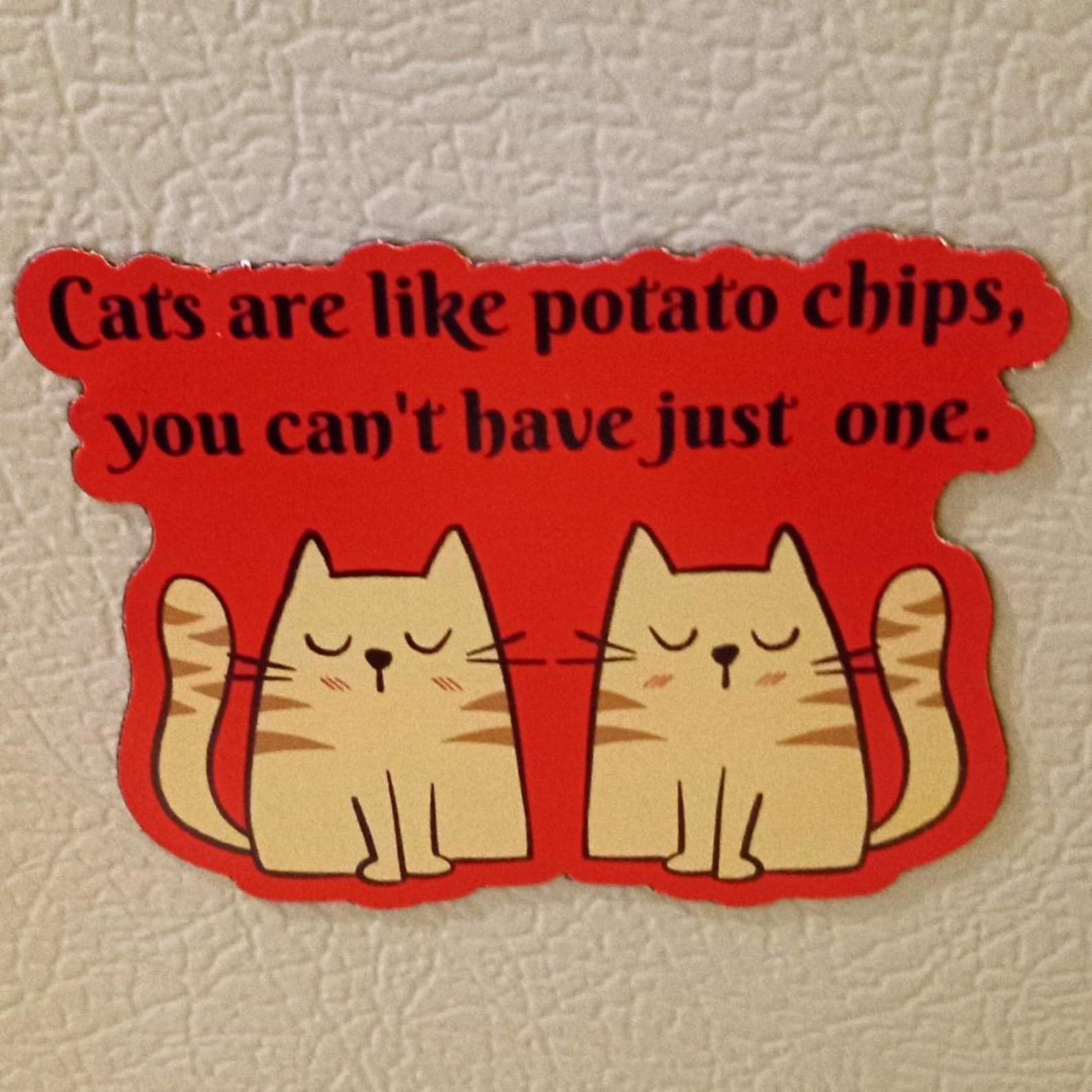 Cats are like potato chips Magnet #twocats, Cat refrigerator Magnet, Catrefrigeratormagnet, cat mom gift,