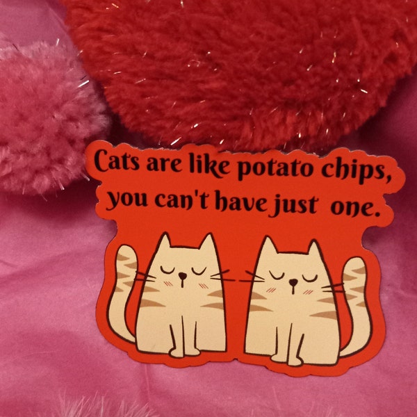 Cats are like potato chips Magnet #twocats #CatMagnet #Catrefrigeratormagnet