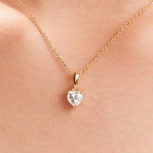 Heart Cut Diamond Necklace Pendant, Solitaire Necklace, Heart Diamond Necklace, Diamond Pendant Necklace, Gold Necklace, Gift For Her
