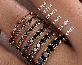 Black Diamond Eternity Band: 14k Gold Stacking Ring - Etsy