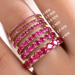14K Ruby Wedding Ring, Gold Eternity Ring, Stackable Ring, Ruby Engagement Ring, Gemstone Ring, Ruby Ring, Birthstone Ring