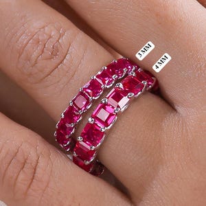 14K Ruby Wedding Ring, Gold Eternity Ring, Stackable Ring, Ruby Engagement Ring, Gemstone Ring, Ruby Ring, Birthstone Ring