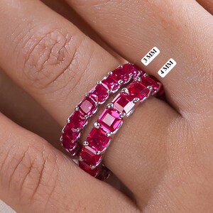 14K Ruby Wedding Ring, Gold Eternity Ring, Stackable Ring, Ruby Engagement Ring, Gemstone Ring, Ruby Ring, Birthstone Ring