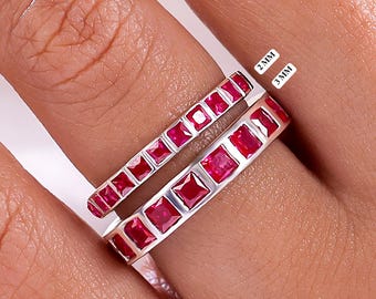 14K Ruby Wedding Ring, Gold Eternity Ring, Stackable Ring, Ruby Engagement Ring, Gemstone Ring, Ruby Ring, Birthstone Ring