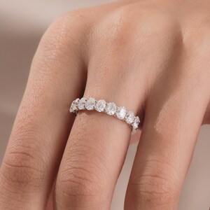 Diamond Eternity Ring, Stackable Ring, Female Wedding Band, Lab Grown Diamond Eternity Wedding Band, 14K Gold Oval Diamond Wedding Ring
