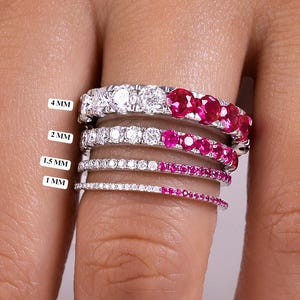 Diamond Eternity Band, Ruby Ring, Lab Grown Diamond Ring Wedding Band, Eternity Ring, Lab Created Ring, 14K Gold Ring, Ruby Jewelry Gift