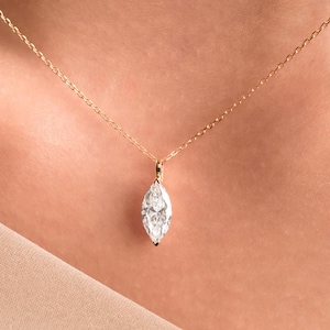 Marquise Diamond Pendant, Diamond Necklace, Layering Necklace, Single Diamond Necklace, Solitaire Diamond Necklace, Diamond Pendant Necklace