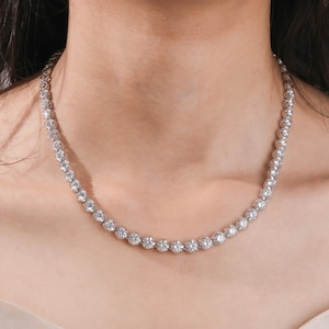Lab Grown Diamond Tennis Necklace, Diamond Necklace Dainty Choker Necklace Diamond Certified Necklace Gold Wedding Jewelry Anniversary Gift