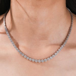 Diamond Tennis Necklace, Lab Grown Diamond Necklace Bridal Necklace Dainty Choker Necklace 14K Gold Necklace Wedding Jewelry Gift for Wife