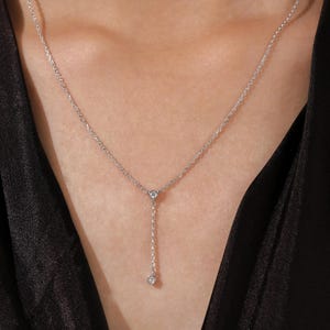 Diamond Lariat Necklace, Diamond Necklace, Y necklace, Drop Chain Necklace for Women, Gold Chain Necklace, Dainty Necklace 14K Gold Necklace