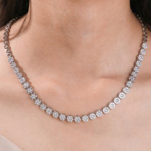 Diamond Tennis Necklace, Lab Grown Diamond Necklace Gold Choker Necklace Certified Necklace Wedding Jewelry 14k Gold Necklace Gift For Wife
