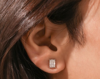 Radiant Diamond Earring, Lab Grown Diamond Stud Earring, Gold Diamond Earring, Solitaire Earring Gold Stud Earring Diamond Earring For Women