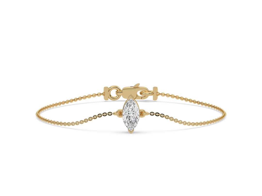 0.10CT 3CT Marquise Diamond Bracelet, Marquise Diamond, Gold Bracelet ...