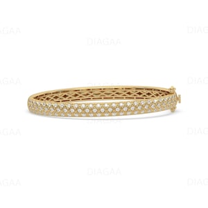 3MM Wide Bangle Bracelet, Diamond Bangle Bracelet, 14K Gold Bangle Bracelet, Layering Bangle, Stacking Bracelet Gift for Wife, Gold Jewelry