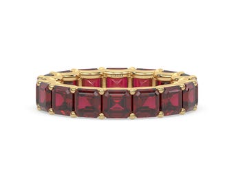 14K Ruby Wedding Ring, Gold Eternity Ring, Stackable Ring, Ruby Engagement Ring, Gemstone Ring, Ruby Ring, Birthstone Ring