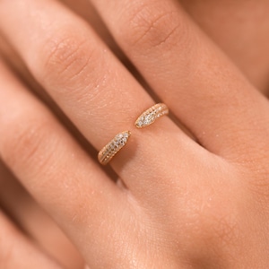 Open Wedding Band, Promise Ring, Dainty Ring, Diamond Ring, Stacking Ring for Women, Open Gap Ring, Lab Diamond Open Cuff Wedding Ring, Gift