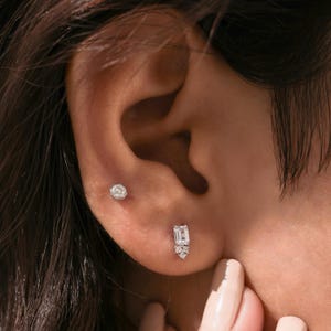 Emerald Diamond Stud Earring Lab Grown Diamond Earring Cluster Studs, Unique Earring, Designer Earring, Emerald Earrings, Earrings For Bride