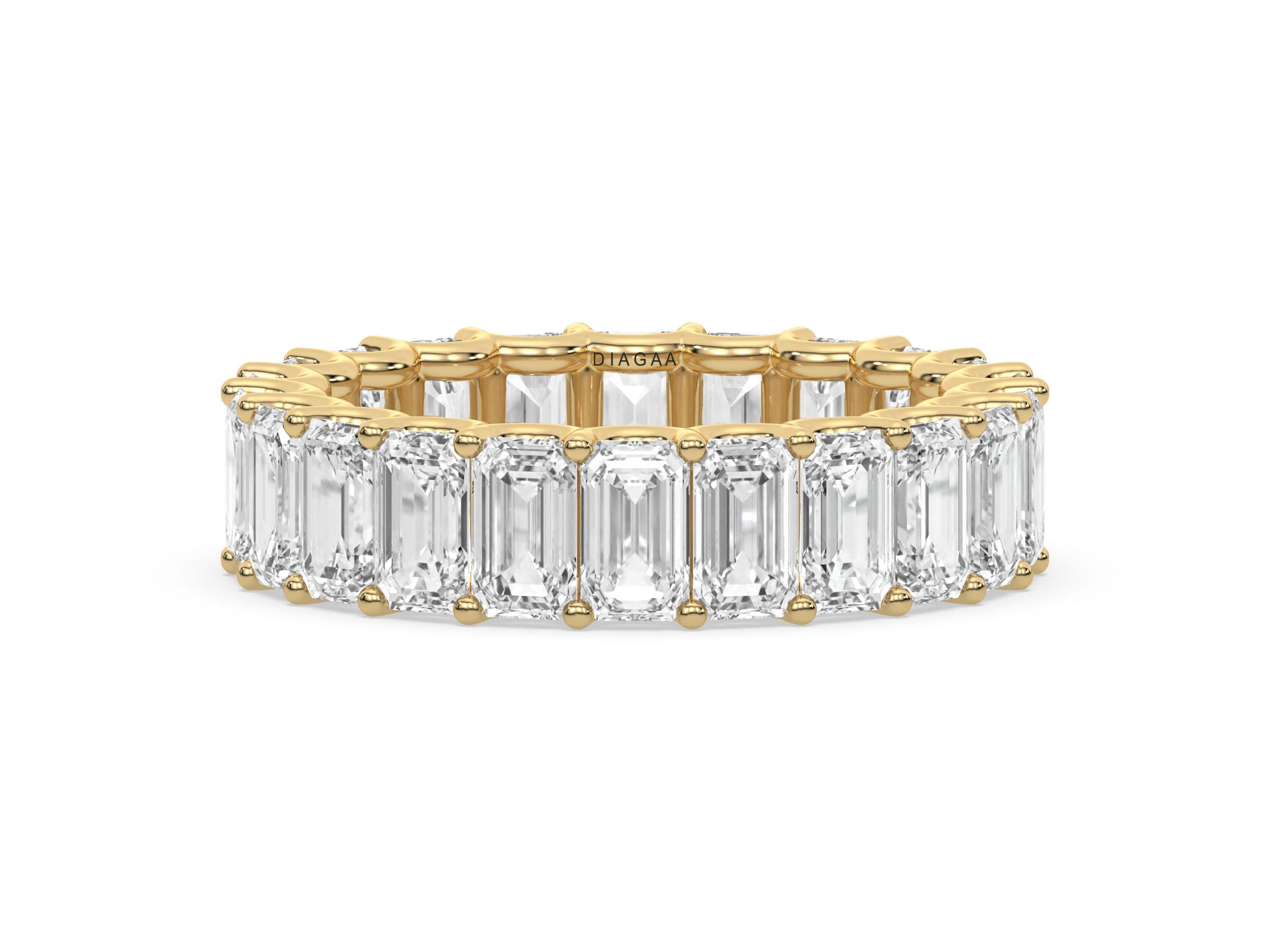 Emerald Cut Lab Grown Diamond Full Eternity Ring, 14K Gold Wedding Band ...