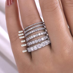 14K Solid Gold Eternity Ring, Lab Grown Diamond Ring, Band Stack Ring for Women, Stackable Infinity Ring, Half Eternity Diamond Ring
