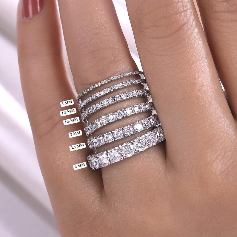 14K Solid Gold Eternity Ring, Lab Grown Diamond Ring, Band Stack Ring ...