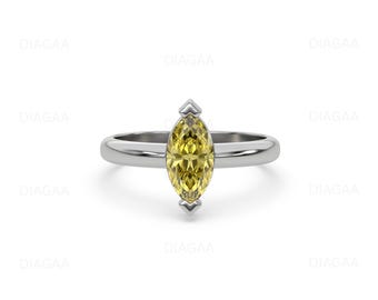 3 CT Yellow Diamond Ring, Marquise Cut Diamond Ring, Marquise Engagement Ring, Marquise Diamond Ring, Marquise Cut Wedding Ring