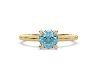 3 CT Blue Diamond Ring, Round Diamond Ring, Solitaire Diamond Ring, Engagement Ring,  14K Gold Diamond Wedding Ring, Ring For Women